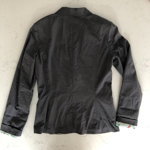 Twik Simons Casual Cotton 2 Button Fruit Print Lined Blazer Jacket Grey Sz M - Picture 4 of 10